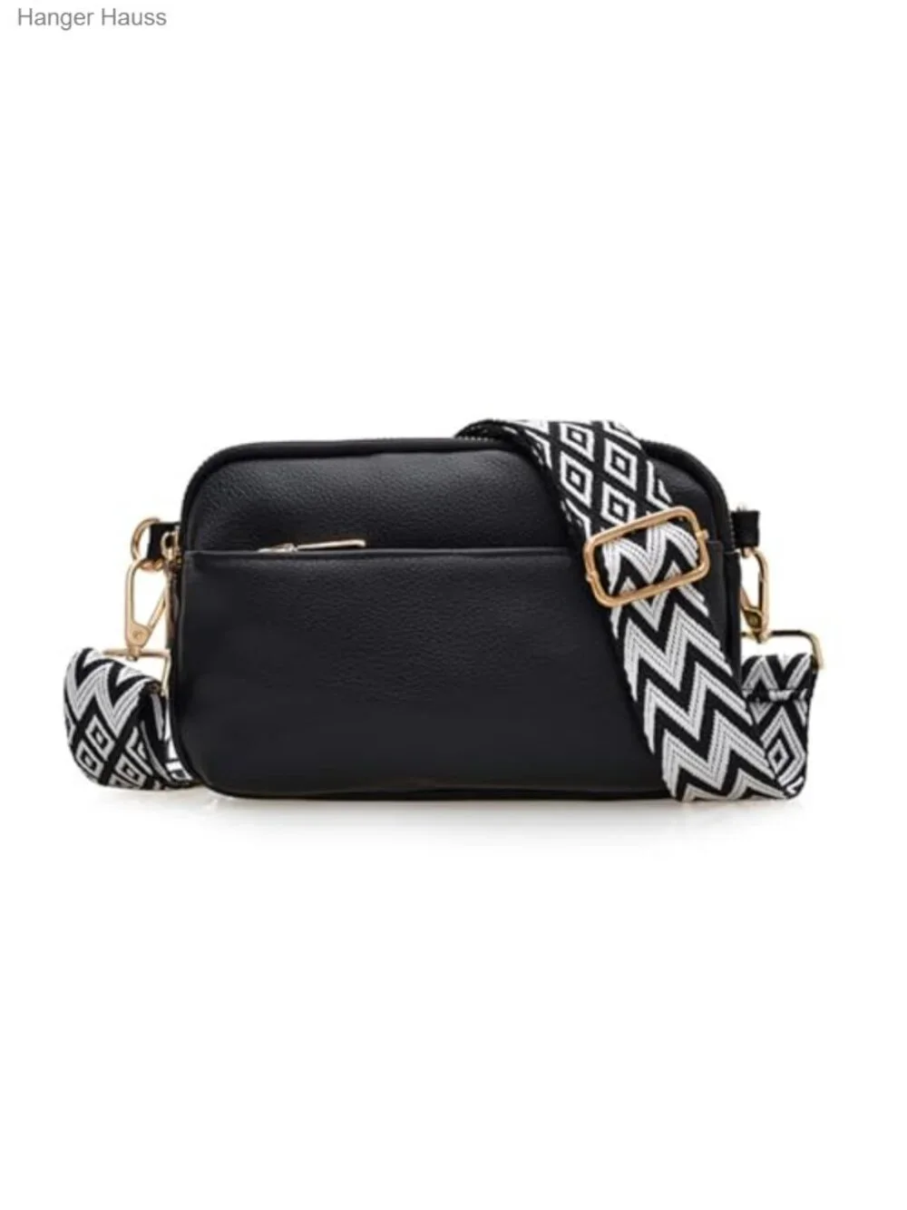 Vegan Leather Triple Zipper Mini Crossbody Bag Sling Purse Adjustable Strap